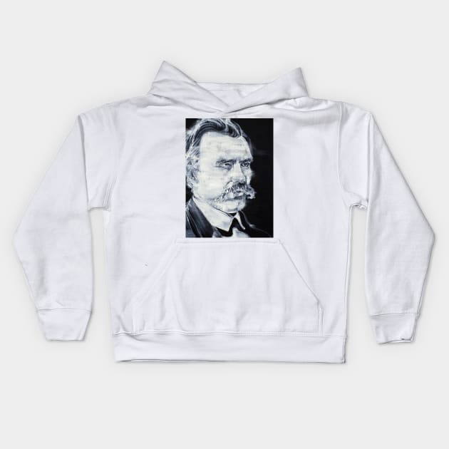 FRIEDRICH NIETZSCHE acrylic portrait Kids Hoodie by lautir